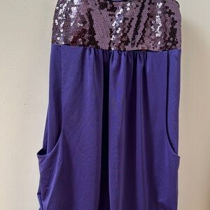 Alyn Paige Purple Sequin Bubble Midi dress